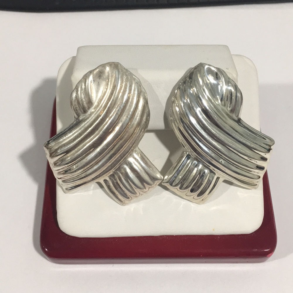 Vintage Sterling Silver Ribbon Women's Earrings